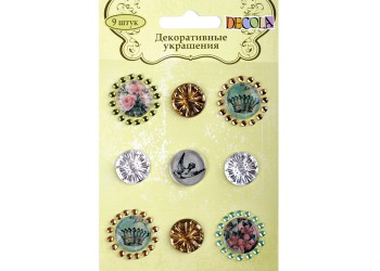 "Decola" Украшения-наклейки декоративные со стразами, 9 шт