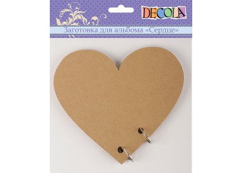 Заготовка для альбома «Сердце», 15х15 см, 6 л, 2 кольца диаметром 3 см, картон плотностью 1,3-1,5 см