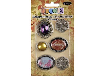 "Decola" Украшения декоративные для скрапбукинга "Vintage", 6  шт