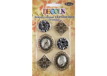 "Decola" Украшения декоративные для скрапбукинга "Vintage", 6  шт